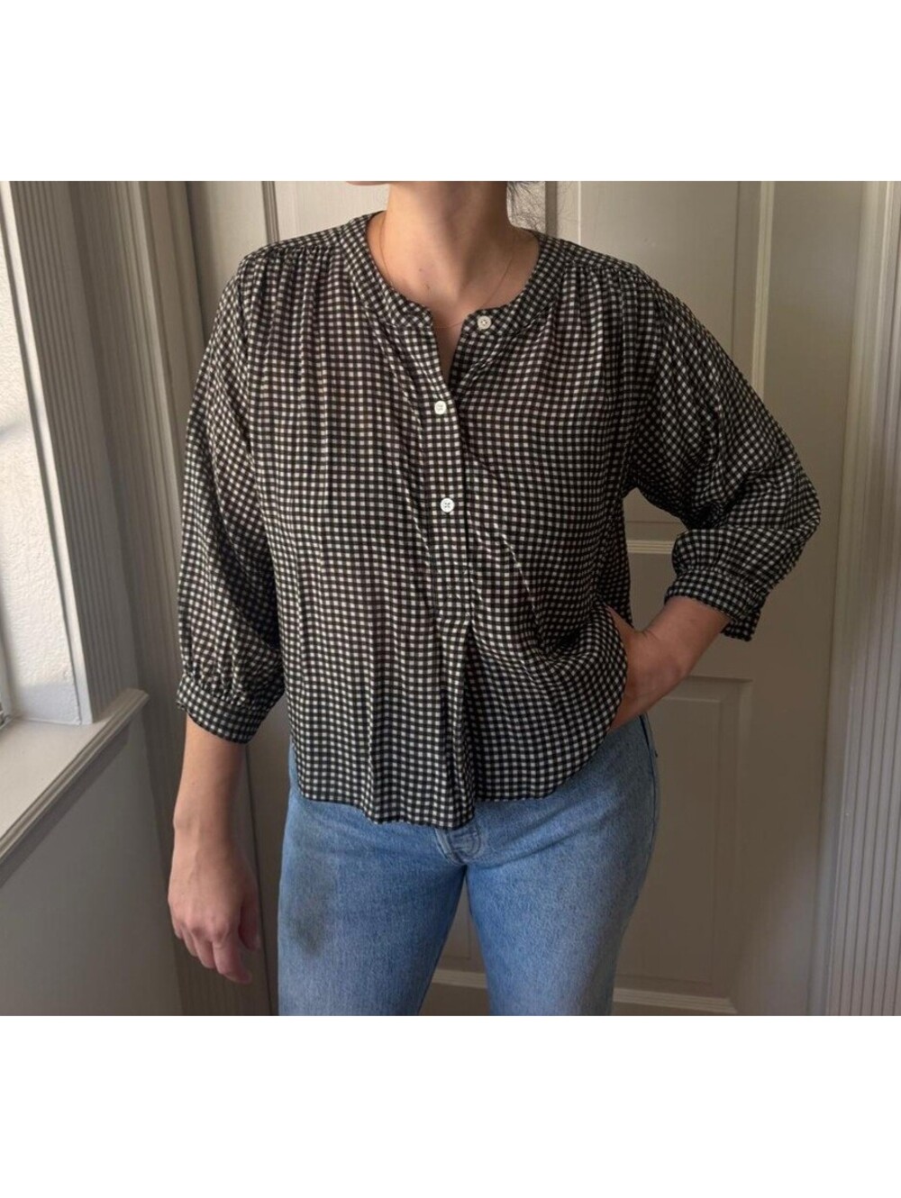 The Great black patterned blouse size 0